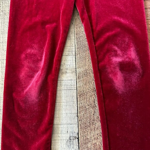 Janie & Jack Girls Red Velvet Leggings Size 4 - Picture 2 of 4